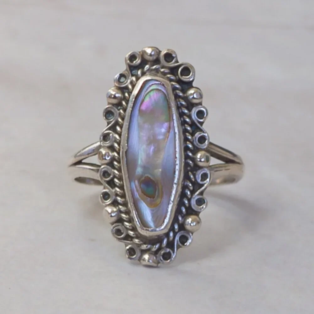 Sterling Silver Abalone Ring – Size 5.25